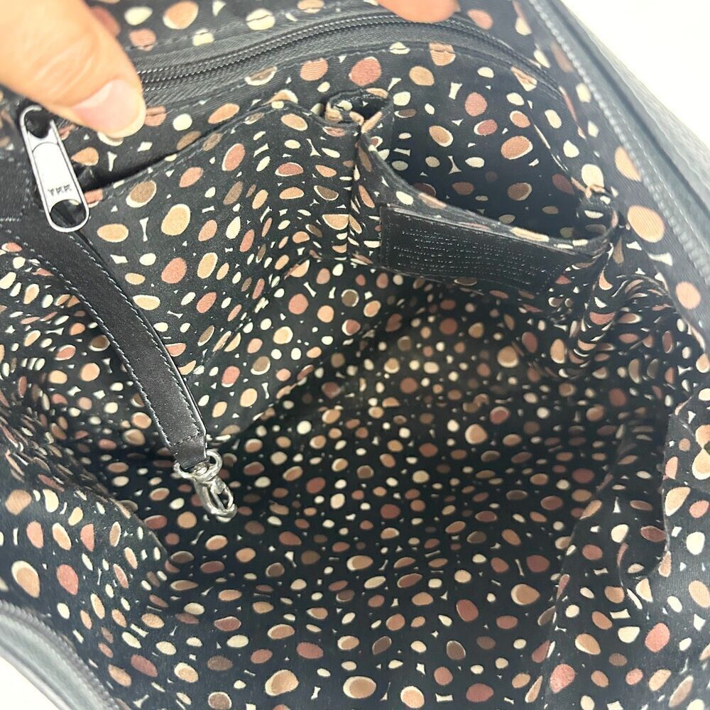 Brighton Barbados Ziptop Hobo Bag Pebbled Leather Black Braided Strap - Picture 11 of 12